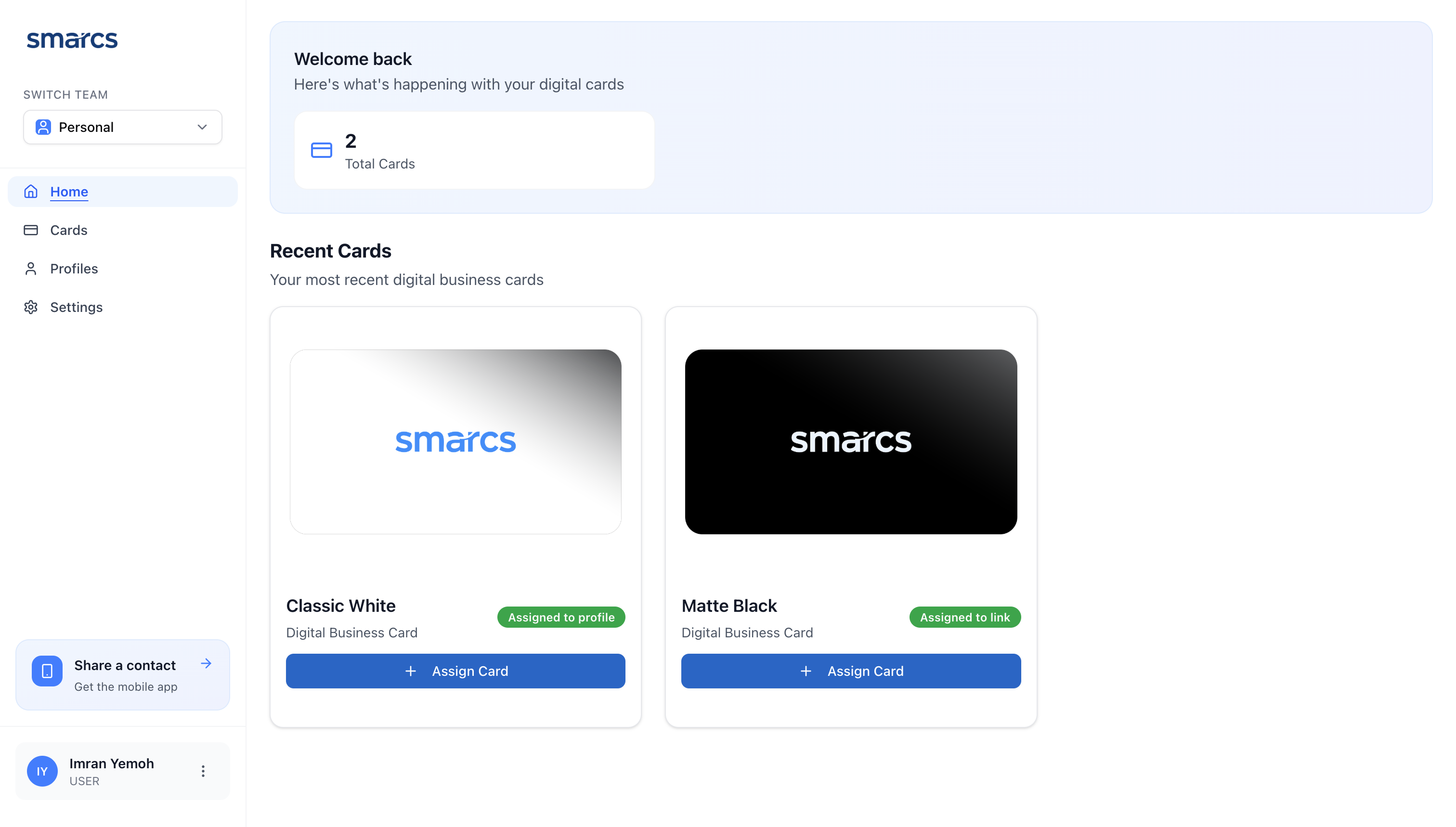 Smarcs dashboard — lead overview